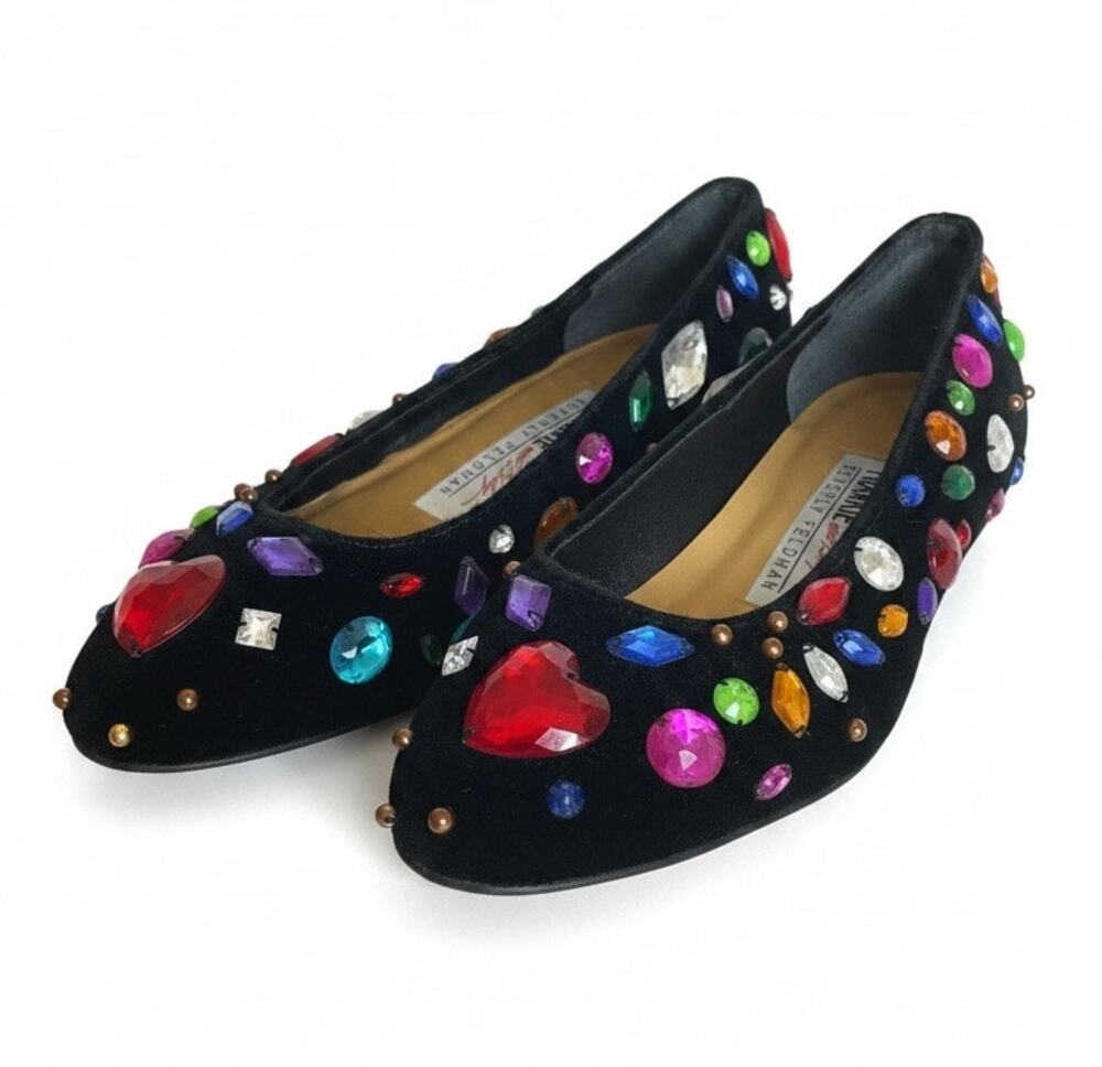 Frankie by Beverly Feldman Jubilee Jeweled Velvet Flats Size 7